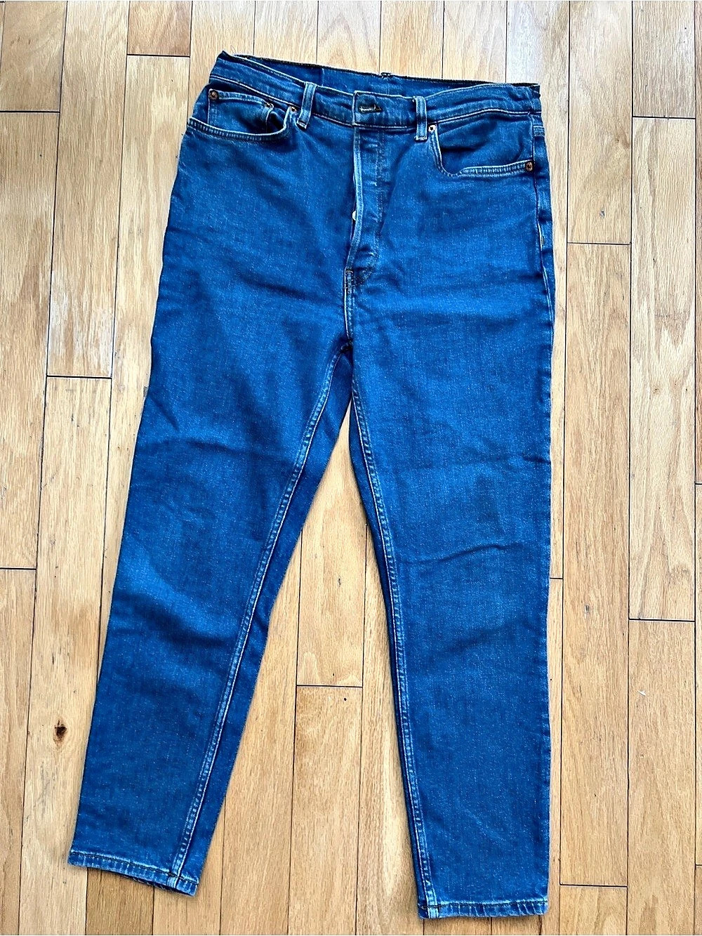 RE/DONE 90s High Rise Ankle Crop Skinny Jeans Blue size 30